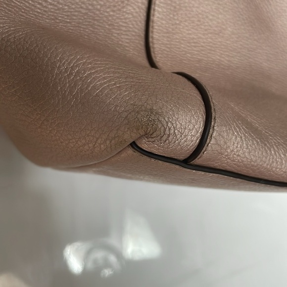 COACH Metallic Rose Gold Pebble Leather Exotic Python Trim Ava Tote Bag - Picture 4 of 15